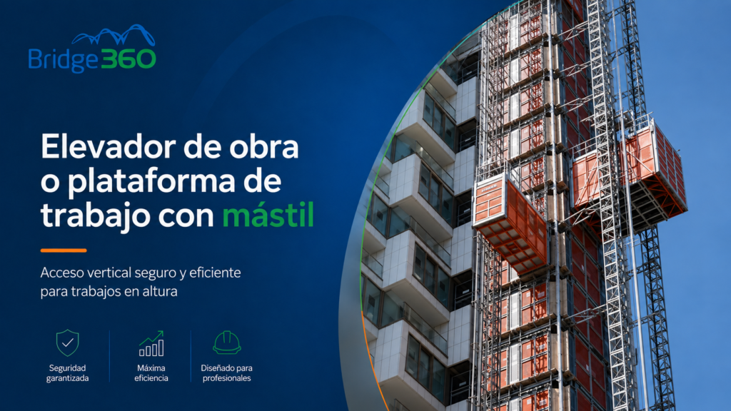 Elevador de obra o plataforma de trabajo con mástil